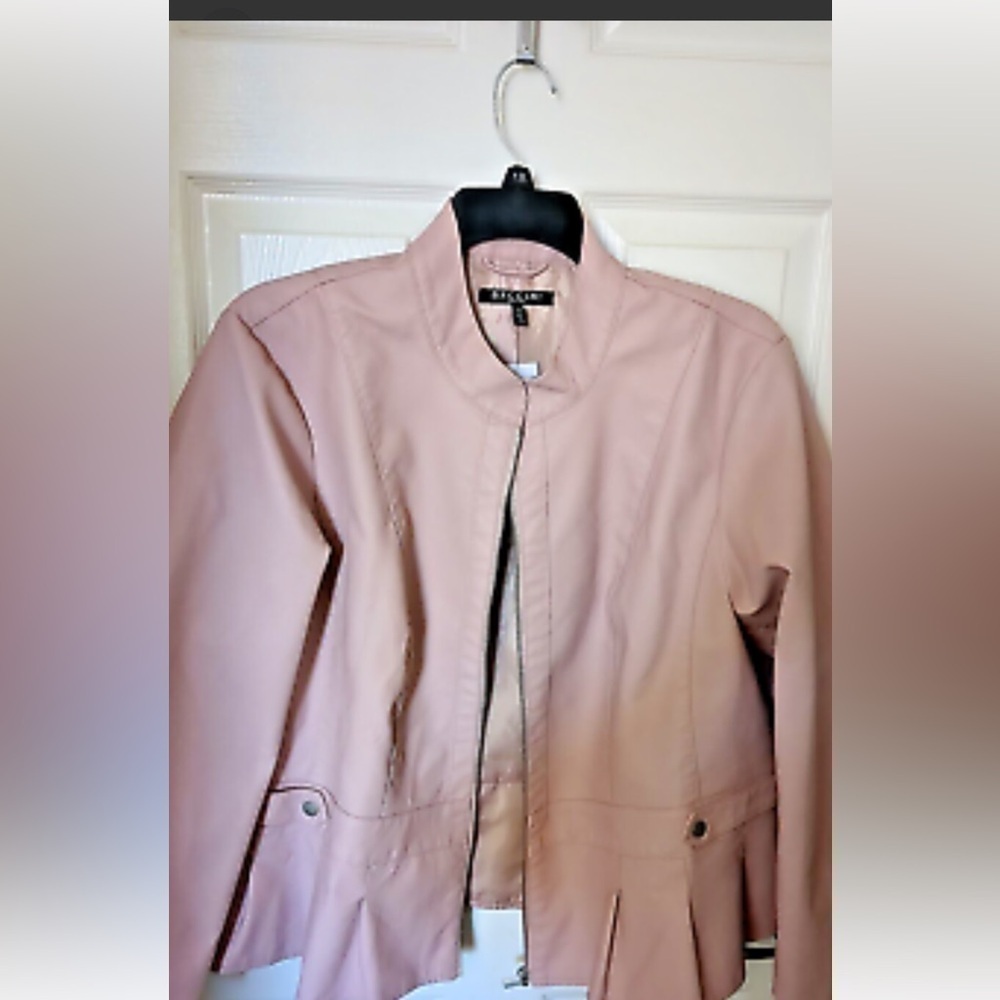 Baccini size 3X pink faux leather jacket zipper